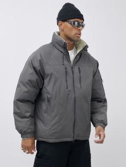 Куртка двухсторонняя мужская молодежная зимняя серого цвета 25308Sr - Mtforce фото 7