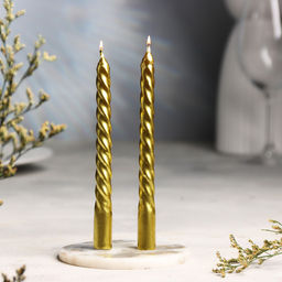 Цена за 3 шт. Свечи витые, 1.5×15 см, 2 шт., золотой металлик