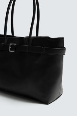 BOLSO SHOPPER CINTUR?N / Negro - Zara фото 9