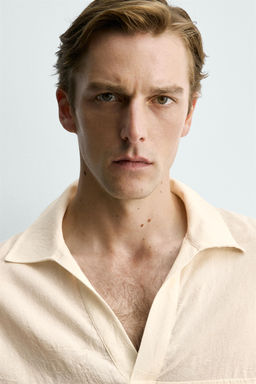 CAMISA POLO ALGOD?N - VISCOSA / Beige - Zara фото 5