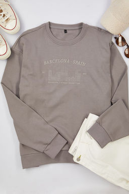 Gri Oversize/Genis Kesim City Nak?sl? Sardonsuz Sweatshirt TMNAW25SW00054 - Trendyolmilla фото 6