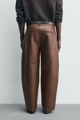 LEATHER BALLOON FIT TROUSERS - Zara фото 20