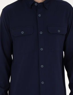 Lacivert Comfort Fit Uzun Kollu G_mlek