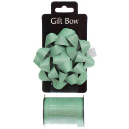 Цена за 2 шт. Набор для декорирования "Мерцание" бант d=10 см, лента 1,6 см (10м), Зеленый