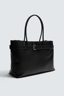 BOLSO SHOPPER CINTUR?N / Negro - Zara фото 8