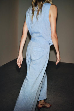 LINEN BLEND WAISTCOAT JUMPSUIT - Zara фото 3