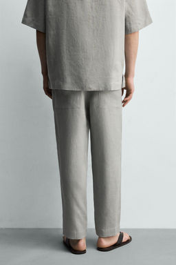 PANTAL?N RELAXED FIT 100% LINO / Marr?n / Topo