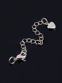 Замок-карабин родированный «Сердце», набор 5 шт. с удлинительной цепочкой 5 см, цвет серебро