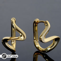 Швензы родированные «Гибкость» волна, цвет золото