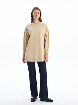 Kad?n Bisiklet Yaka D?z Sweatshirt Tunik