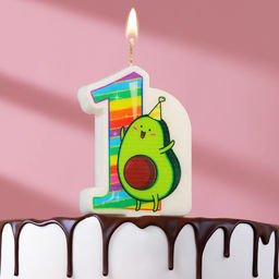 Свеча в торт Авокадо, цифра 1, 6,5 см