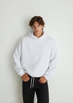 Beli lastikli Kapusonlu Beyaz Sweatshirt