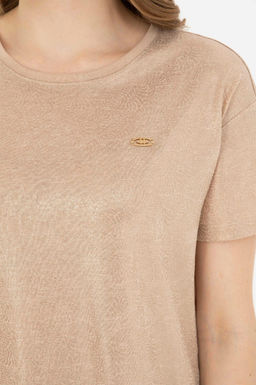 Женская бежевая футболка с круглым вырезом Неожиданная скидка в корзине - U.s. polo assn фото 7