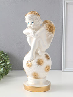 Фигура "Ангел на шаре" белый, 14х15х40 см