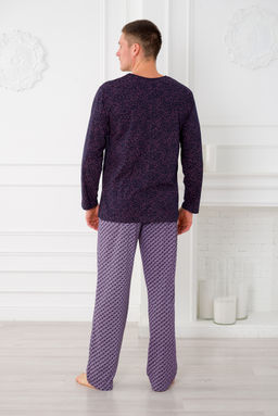 Пижама мужская из футболки с длинным рукавом и брюк из кулирки Генри геометрия макси - Амадэль фото 6