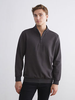 Dik Yaka Uzun Kollu Erkek Kal?n Sweatshirt