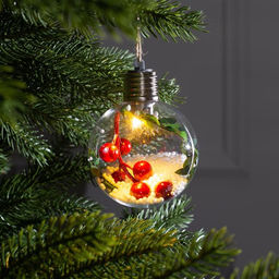 Ёлочный шар Ягоды, 1 LED, от батареек, свечение тёплое белое - Luazon lighting фото 6