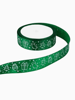 Цена за 3 шт. Лента атласная «Новогодняя», зелёная, 2 см × 5 м