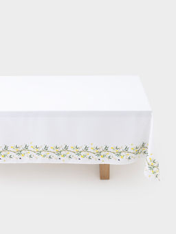 Скатерть, 160х160 см, полиэстер, белая, Лимоны на ветках, Lemon branch - Anna lafarg фото 2