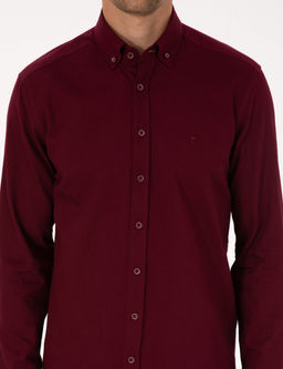 Bordo Regular Fit Uzun Kollu G_mlek