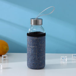 Бутылка для воды «Кантри», 300 мл, h=16.5 мл, в чехле, стекло, рисунок МИКС