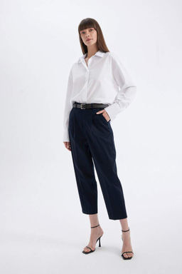 Укороченные брюки с карманами-морковками и высокой талией - Defacto фото 5