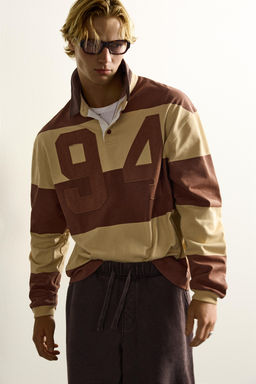 POLO RAYAS PARCHES N?MERO / Marr?n - Zara фото 6