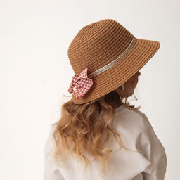 Шляпа для девочки MINAKU с бантом, коричневая, размер 52