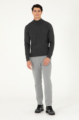 Erkek Slim Fit Gri Kanvas Pantolon