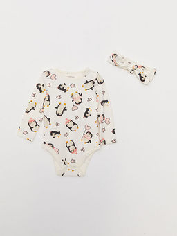 Bisiklet Yaka Uzun Kollu Bask?l? K?z Bebek 3l? Tak?m - Waikiki фото 2