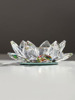 Стеклянный подсвечник на 1 свечу Лотос радужный, d=11.5 см