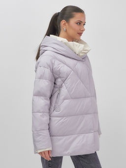 Куртка женская зимняя с капюшоном большого размера фиолетового цвета 1170F - Mtforce фото 4