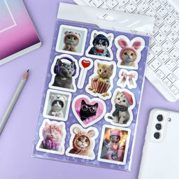 Набор наклеек. Серия "Любимые стикеры" арт. 72133 КОТЫ В ОБРАЗЕ /148х210 мм,