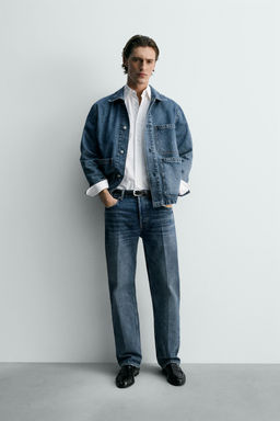 CAZADORA DENIM RELAXED FIT BOLSILLOS / Azul medio
