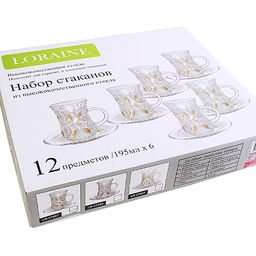 27087 Набор д/чая стекляный 12пр LR с золотом (х6) - Mayer&boch фото 3