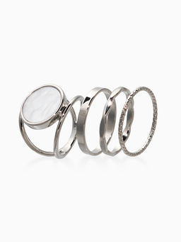 Набор колец 3 шт "Новый стиль" линии, размер МИКС, цвет белый в серебре