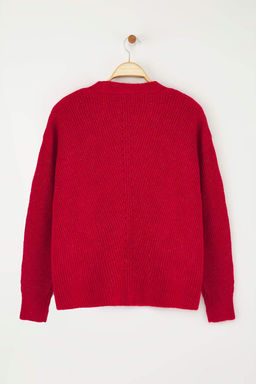 K?rm?z? Genis Kal?p Yumusak Dokulu Cep Detayl? Triko H?rka TWOAW24HI00133