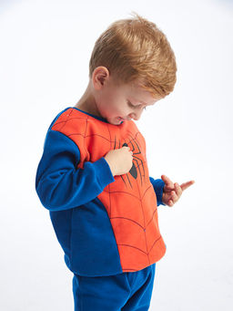 Bisiklet Yaka Uzun Kollu Spiderman Bask?l? Erkek Bebek Sweatshirt ve Pantolon 2li Tak?m - Waikiki фото 3