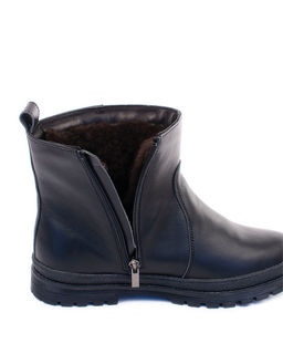 Ботинки женские на литой подошве, кожа, овчина, молния.
