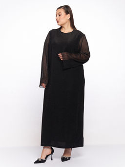 Платье с прозрачными рукавами PP51427BLK01