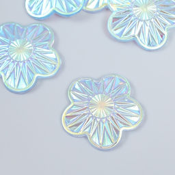 Декор для творчества пластик Цветок, голография перламутр, набор 6 шт., 3.5?3.5 см