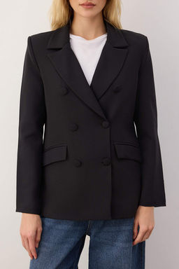 Siyah Regular Astarl? Dokuma Blazer Ceket TWOSS21CE0137