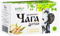 Чайный напиток целебная ЧАГА Алтая с ИМБИРЕМ и лимоном Алфит 7808