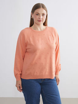 Bisiklet Yaka ?i?ekli Kad?n Triko Kazak