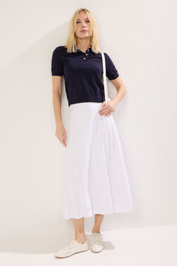 Lacivert Premium/Ozel Iplik Polo Yaka Triko Bluz TWOSS25BZ00184