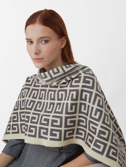 в составе ШЕРСТЬ и КАШЕМИР  Большой, мягкий, теплый двусторонний палантин с принтом. - Tantino фото 5