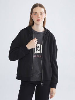 Kap??onlu Kad?n Fermuarl? Sweatshirt