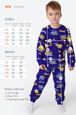 Хлопковая пижама для мальчика из футера с начесом Happy Fox  фото 3