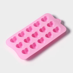 Цена за 2 шт. Форма для конфет и шоколада Доляна Сердечки, силикон, 19.5?10?1.8 см, 15 ячеек (2.7?2.3 см), МИКС