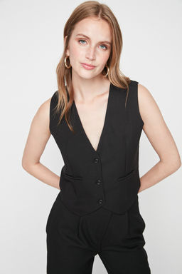 TRENDYOLMILLA Siyah Regular Dokuma K?sa/Crop Yelek TWOSS22YE0053 фото 21